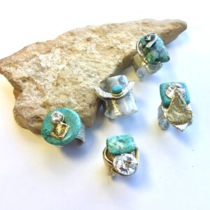 Turquoise and Fine Austrian Crystal Ring Selection #1127