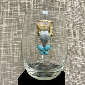 Stemless Wine Glass - Wine #309 (Butterfly & Quartz)