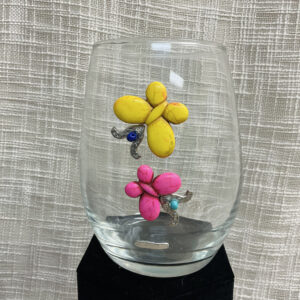 Stemless Wine Glass - Wine #304 (Turquoise Butterflies)